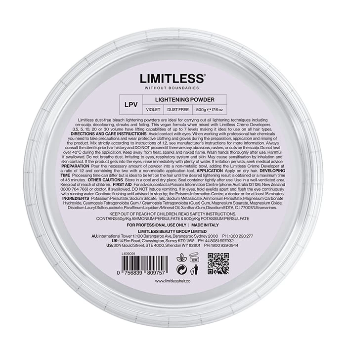Limitless Lightening Powder Violet Tub 500g 1 Limitless Lightening Powder Violet Tub 500g