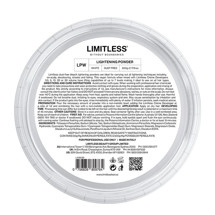 Limitless Lightening Powder White Tub 500g 1 Limitless Lightening Powder White Tub 500g